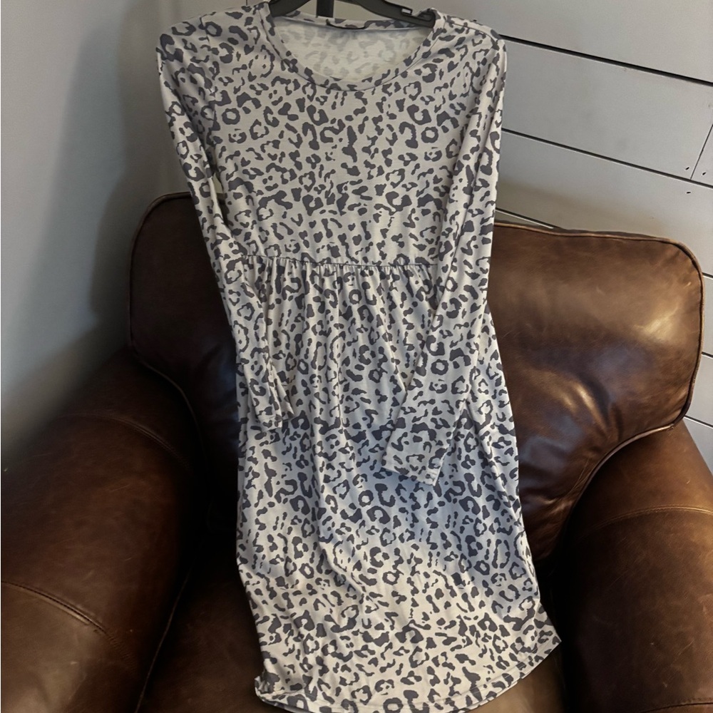 Leopard Print Long Sleeve Dress